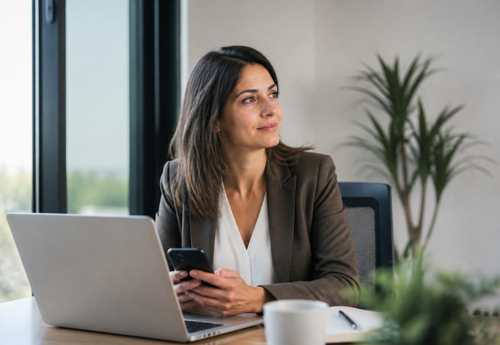 Responsable de atención al cliente gestionando pedidos desde la oficina